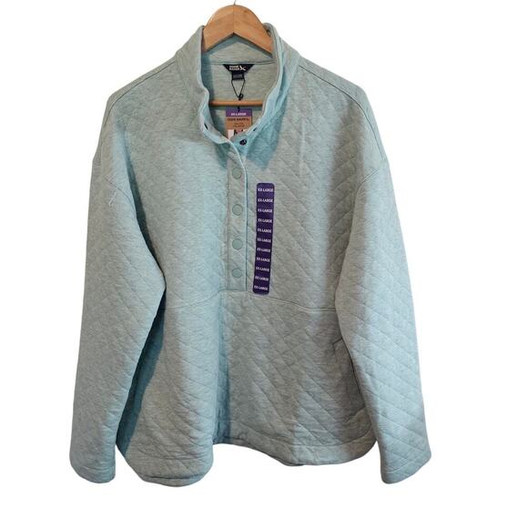 Eddie Bauer Quilted Pullover Womens Size XXL Light Blue Sweater Cozy Neutral - Picture 1 of 11
